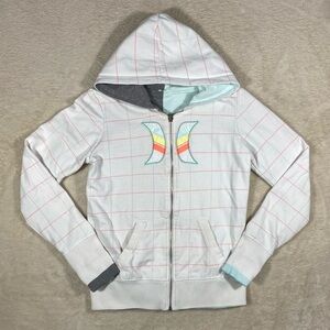 Y2k White Hurley Zip-Up Hoodie
